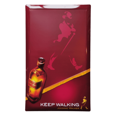 Anschreibetafel Johnnie Walker, Weißblech, 40 cm x 60 cm,  Schreibfläche ist mit transparentem Tafellack bedruckt. 