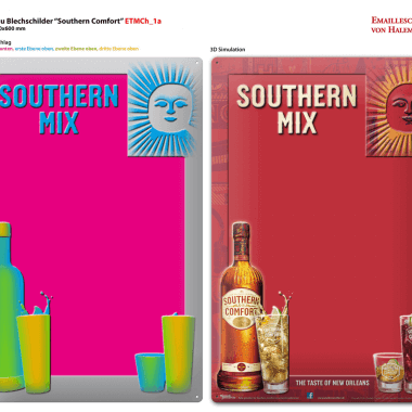 Anschreibetafel Southern Comfort, Vorschau der Prägungen 