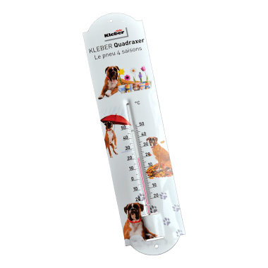 Kleber Werbethermometer, klassisches Thermometer aus Aluminium Kleber, ca. 100 mm x 400 mm, im Aussenbereich einsetzbar 
